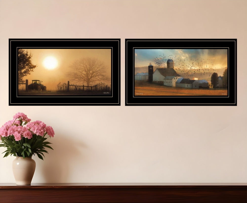 Homeroots Set Of Two Light Of A New Day 3 Black Framed Print Wall Art  Paper 407242