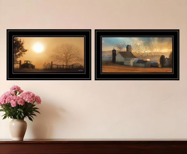 Homeroots Set Of Two Light Of A New Day 3 Black Framed Print Wall Art  Paper 407242
