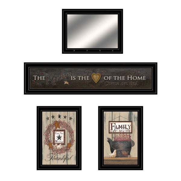 HomeRoots Set of Three Primitive Black Framed Prints for Rustic Kitchen Wall Art - Stylish Home Decor Ensemble 407250