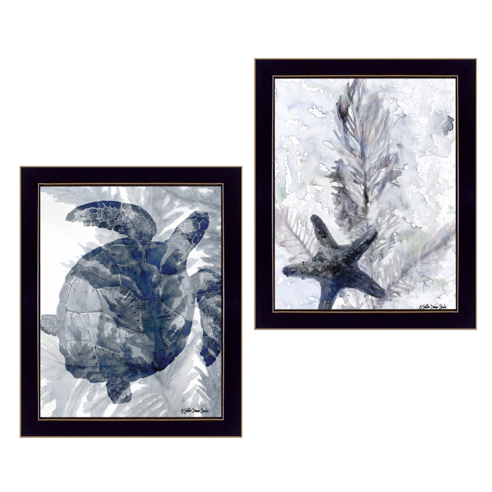 Homeroots Set Of Two Ocean 3 Black Framed Print Wall Art  Paper 407264