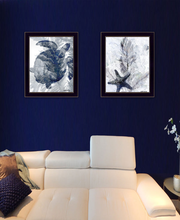 Homeroots Set Of Two Ocean 3 Black Framed Print Wall Art  Paper 407264