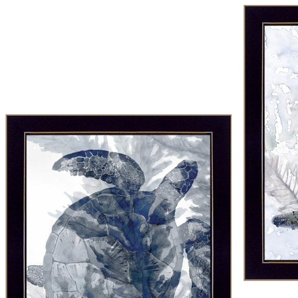 Homeroots Set Of Two Ocean 3 Black Framed Print Wall Art  Paper 407264