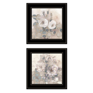 Homeroots Set Of Two Transitional Blooms 2 Black Framed Print Wall Art  Paper 407266