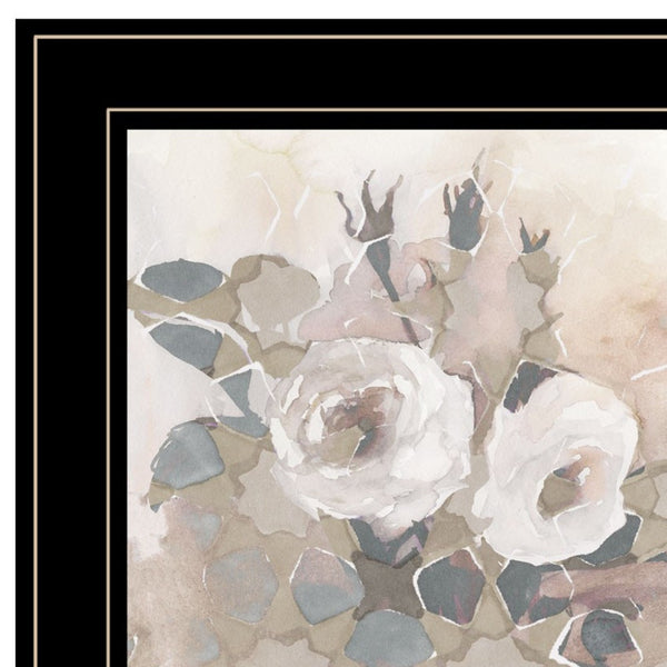 Homeroots Set Of Two Transitional Blooms 2 Black Framed Print Wall Art  Paper 407266