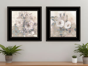 Homeroots Set Of Two Transitional Blooms 2 Black Framed Print Wall Art  Paper 407266