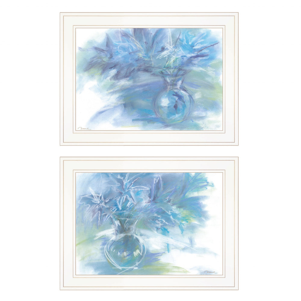 Homeroots Set Of Two Morning Glory 1 White Framed Print Wall Art  Paper 407268