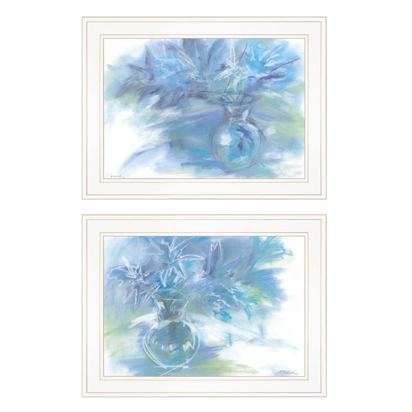 Homeroots Set Of Two Morning Glory 1 White Framed Print Wall Art  Paper 407268