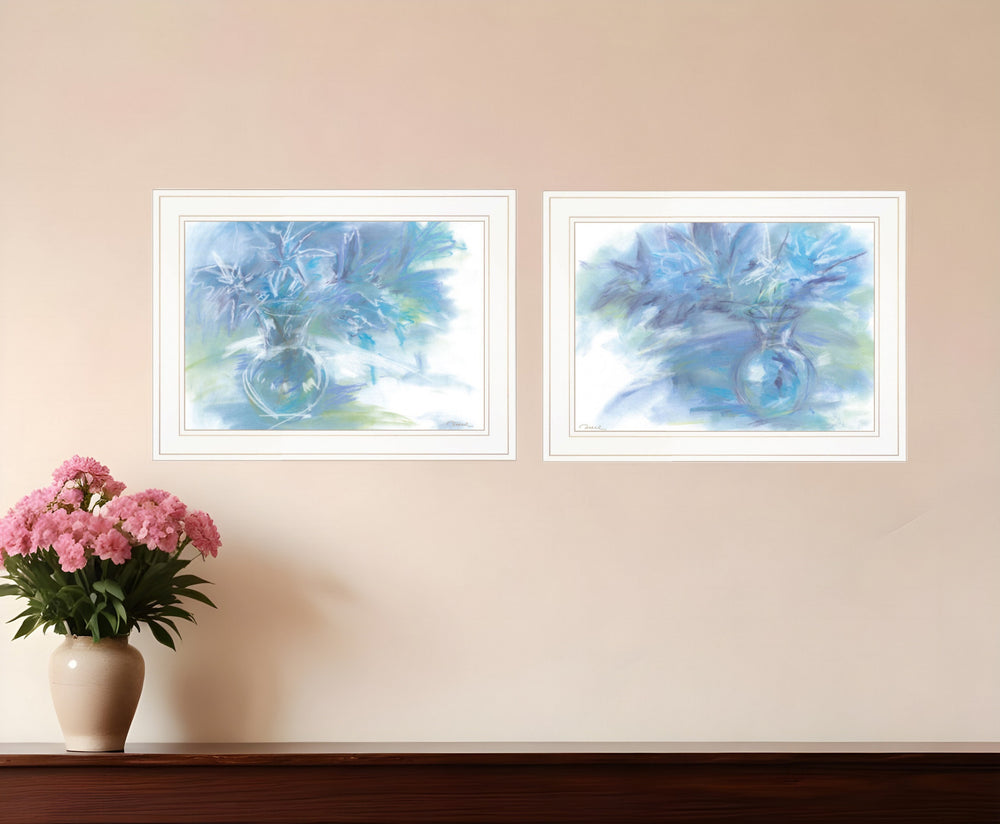 Homeroots Set Of Two Morning Glory 1 White Framed Print Wall Art  Paper 407268