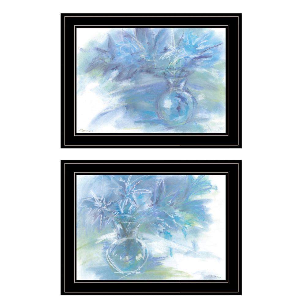 Homeroots Set Of Two Morning Glory 2 Black Framed Print Wall Art  Paper 407269