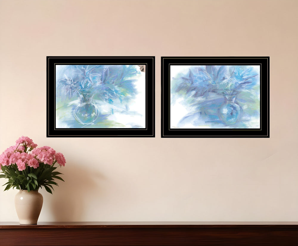 Homeroots Set Of Two Morning Glory 2 Black Framed Print Wall Art  Paper 407269