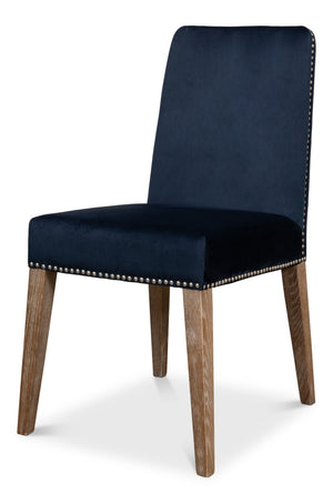 Sarreid Franklin Navy Blue Side Chair Set Of 2 - Stylish Ash Wood Frame With Elegant Whitewash Finish Blue  40727