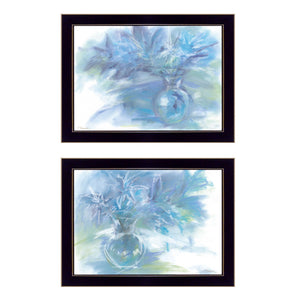 Homeroots Set Of Two Morning Glory 3 Black Framed Print Wall Art  Paper 407270