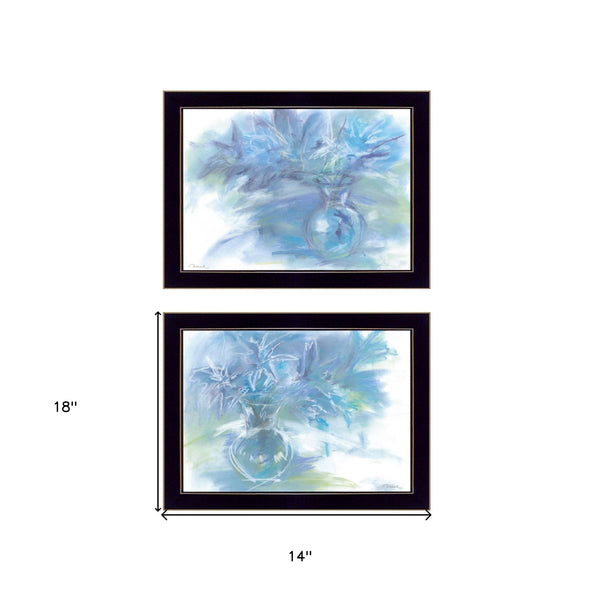 Homeroots Set Of Two Morning Glory 3 Black Framed Print Wall Art  Paper 407270