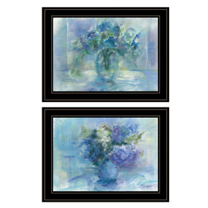 Homeroots Set Of Two Susies Blue Bouquet 2 Black Framed Print Wall Art  Paper 407273