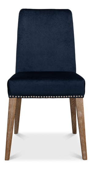 Sarreid Franklin Navy Blue Side Chair Set Of 2 - Stylish Ash Wood Frame With Elegant Whitewash Finish Blue  40727