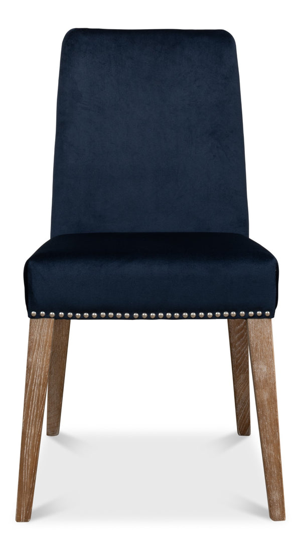 Sarreid Franklin Navy Blue Side Chair Set Of 2 - Stylish Ash Wood Frame With Elegant Whitewash Finish Blue  40727