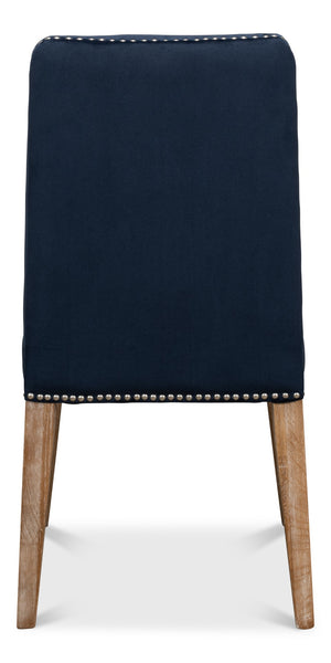 Sarreid Franklin Navy Blue Side Chair Set Of 2 - Stylish Ash Wood Frame With Elegant Whitewash Finish Blue  40727