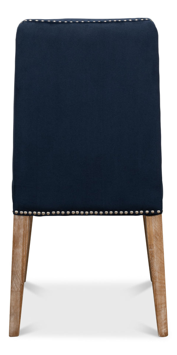 Sarreid Franklin Navy Blue Side Chair Set Of 2 - Stylish Ash Wood Frame With Elegant Whitewash Finish Blue  40727