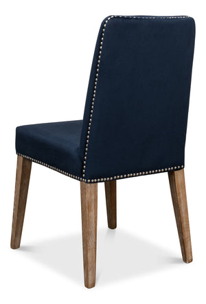 Sarreid Franklin Navy Blue Side Chair Set Of 2 - Stylish Ash Wood Frame With Elegant Whitewash Finish Blue  40727