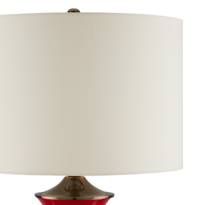 Lilou White Table Lamp - Elegant Ceramic Design with Antique Brass Finish and Off-White Shade Accent