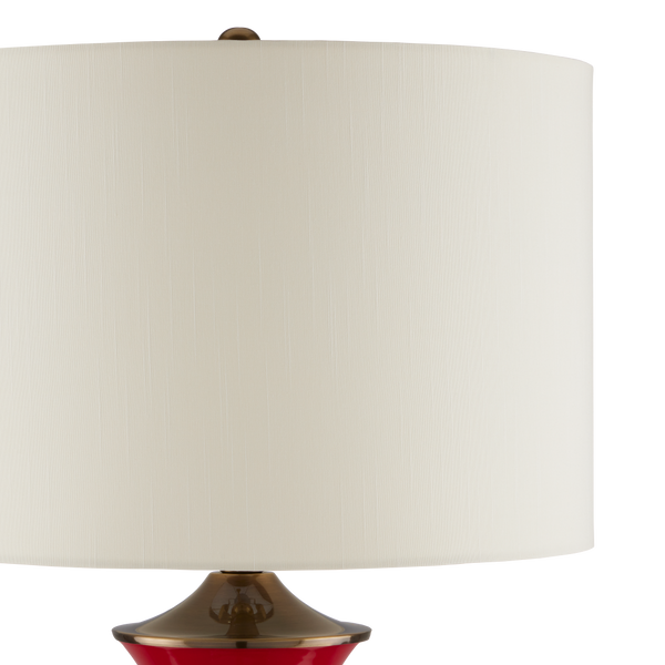 Lilou White Table Lamp - Elegant Ceramic Design with Antique Brass Finish and Off-White Shade Accent