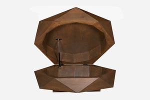 English Elm Diamond Faceted Solid Mango Wood Lift Top Coffee Table with Velvet Lined Storage B024P405169
