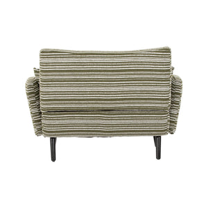 English Elm Modern tufted two-seater sofa with boucle upholstery, tapered legs, storage pockets, cozy compact design Olive Green W395P376589