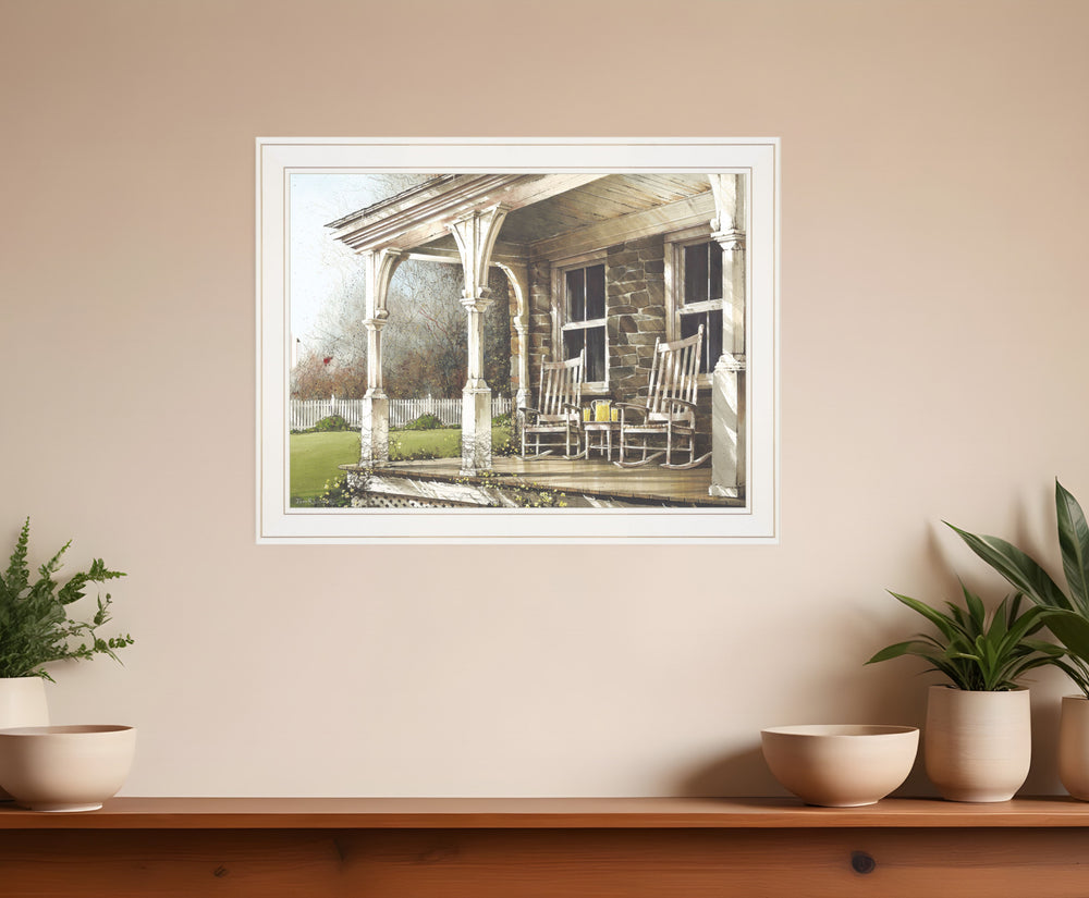 Homeroots Sunday Afternoon 1 White Framed Print Wall Art White Wood Print On Paper 407377
