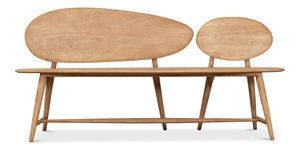 Sarreid Pebble Bench - Lionskin Natural Finish Acacia Wood Garden Seating For Stylish Outdoor Relaxation Tan  40737