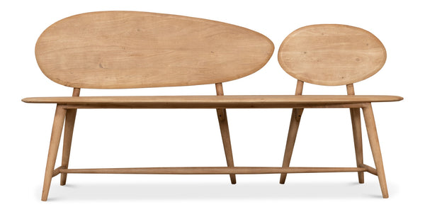 Sarreid Pebble Bench - Lionskin Natural Finish Acacia Wood Garden Seating For Stylish Outdoor Relaxation Tan  40737