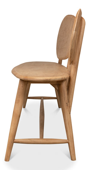 Sarreid Pebble Bench - Lionskin Natural Finish Acacia Wood Garden Seating For Stylish Outdoor Relaxation Tan  40737