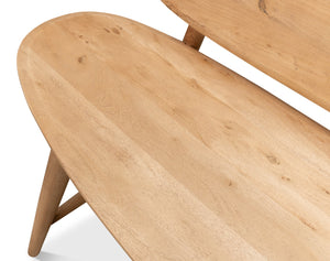 Sarreid Pebble Bench - Lionskin Natural Finish Acacia Wood Garden Seating For Stylish Outdoor Relaxation Tan  40737