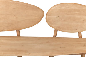 Sarreid Pebble Bench - Lionskin Natural Finish Acacia Wood Garden Seating For Stylish Outdoor Relaxation Tan  40737