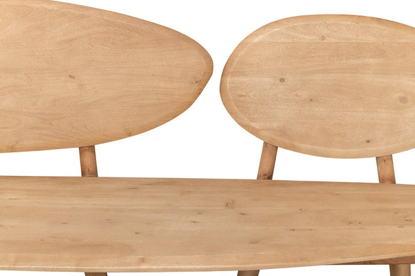 Sarreid Pebble Bench - Lionskin Natural Finish Acacia Wood Garden Seating For Stylish Outdoor Relaxation Tan  40737