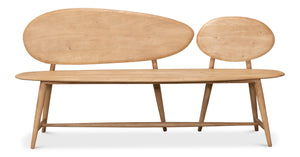 Sarreid Pebble Bench - Lionskin Natural Finish Acacia Wood Garden Seating For Stylish Outdoor Relaxation Tan  40737