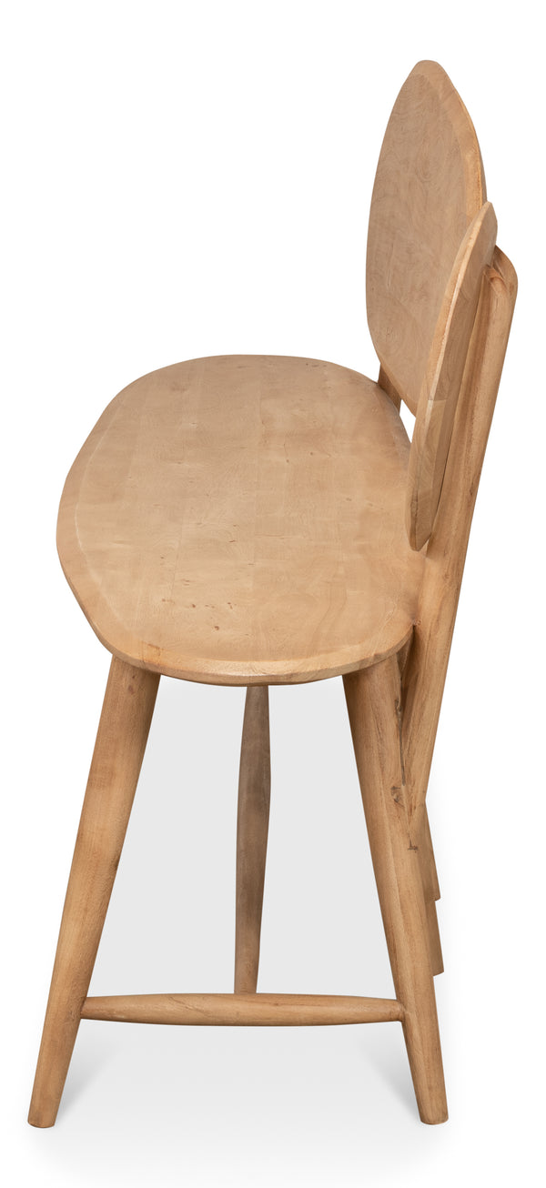 Sarreid Pebble Bench - Lionskin Natural Finish Acacia Wood Garden Seating For Stylish Outdoor Relaxation Tan  40737