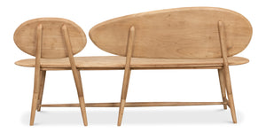 Sarreid Pebble Bench - Lionskin Natural Finish Acacia Wood Garden Seating For Stylish Outdoor Relaxation Tan  40737