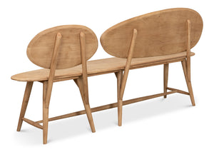 Sarreid Pebble Bench - Lionskin Natural Finish Acacia Wood Garden Seating For Stylish Outdoor Relaxation Tan  40737