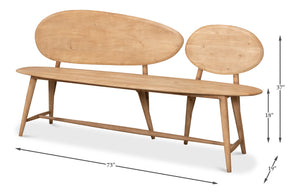 Sarreid Pebble Bench - Lionskin Natural Finish Acacia Wood Garden Seating For Stylish Outdoor Relaxation Tan  40737