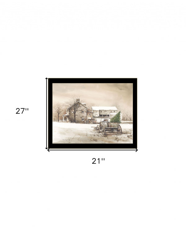 Homeroots Bringing Home The Tree 3 Black Framed Print Wall Art Black Wood Print On Paper 407380