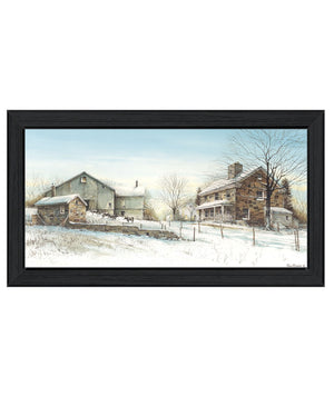 HomeRoots February Morning Framed Print Wall Art - Modern Snow Scene, Ready to Hang, Perfect for Any Room 407381