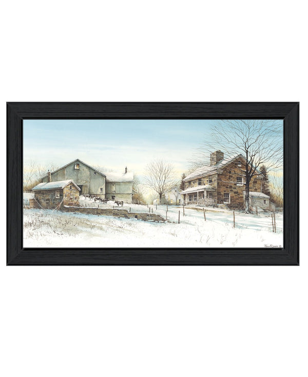 HomeRoots February Morning Framed Print Wall Art - Modern Snow Scene, Ready to Hang, Perfect for Any Room 407381