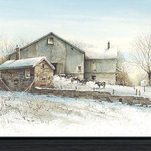HomeRoots February Morning Framed Print Wall Art - Modern Snow Scene, Ready to Hang, Perfect for Any Room 407381