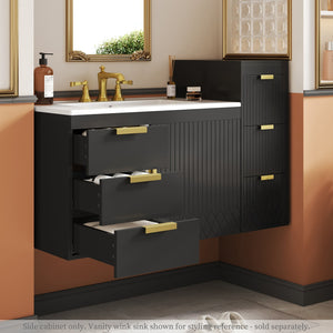 English Elm Wall Mounted Floating Cabinet with Adjustable Height and Modular Design for Custom Bathroom Storage Black N710P324099B