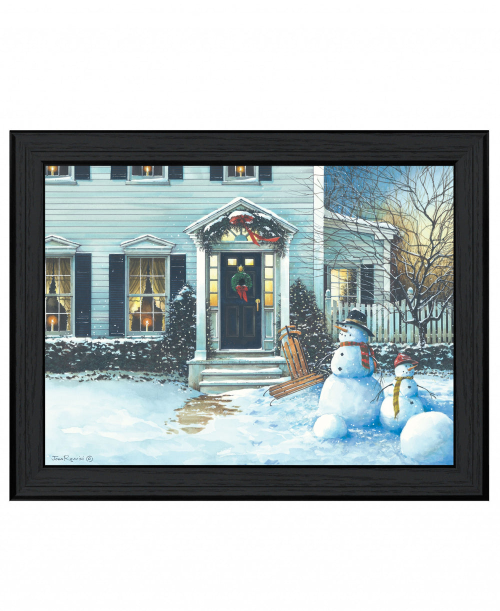 Homeroots December Lights 1 Black Framed Print Wall Art  Wood Print On Paper 407399