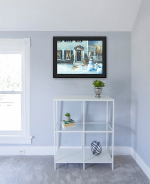 Homeroots December Lights 1 Black Framed Print Wall Art  Wood Print On Paper 407399