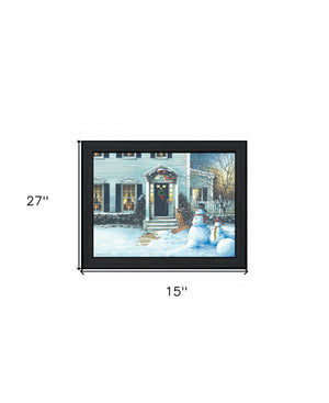 Homeroots December Lights 1 Black Framed Print Wall Art  Wood Print On Paper 407399