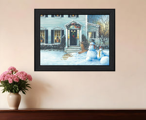 Homeroots December Lights 1 Black Framed Print Wall Art  Wood Print On Paper 407399