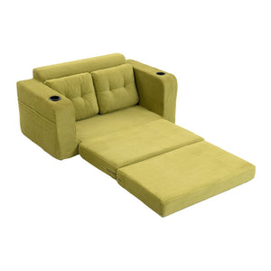 English Elm Convertible Floor Sofa Bed with Memory Foam and Ribbed Corduroy for Small Spaces Olive W395P438030