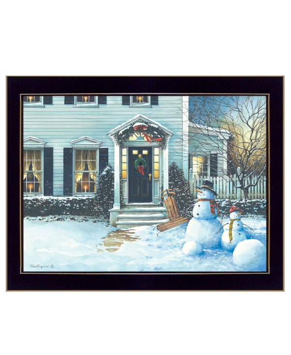 Homeroots December Lights 2 Black Framed Print Wall Art Black Wood Print On Paper 407400
